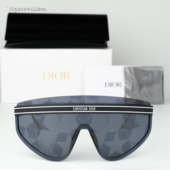 Dior Women Sunglasses Navy Blue Silver Mirror Blue Mask DIORCLUB M2U 31B7 NEW - Picture 1 of 9